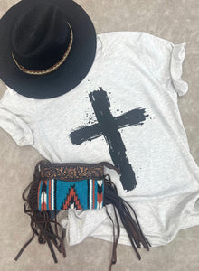 Bella Canvas tee with splatter cross print in black