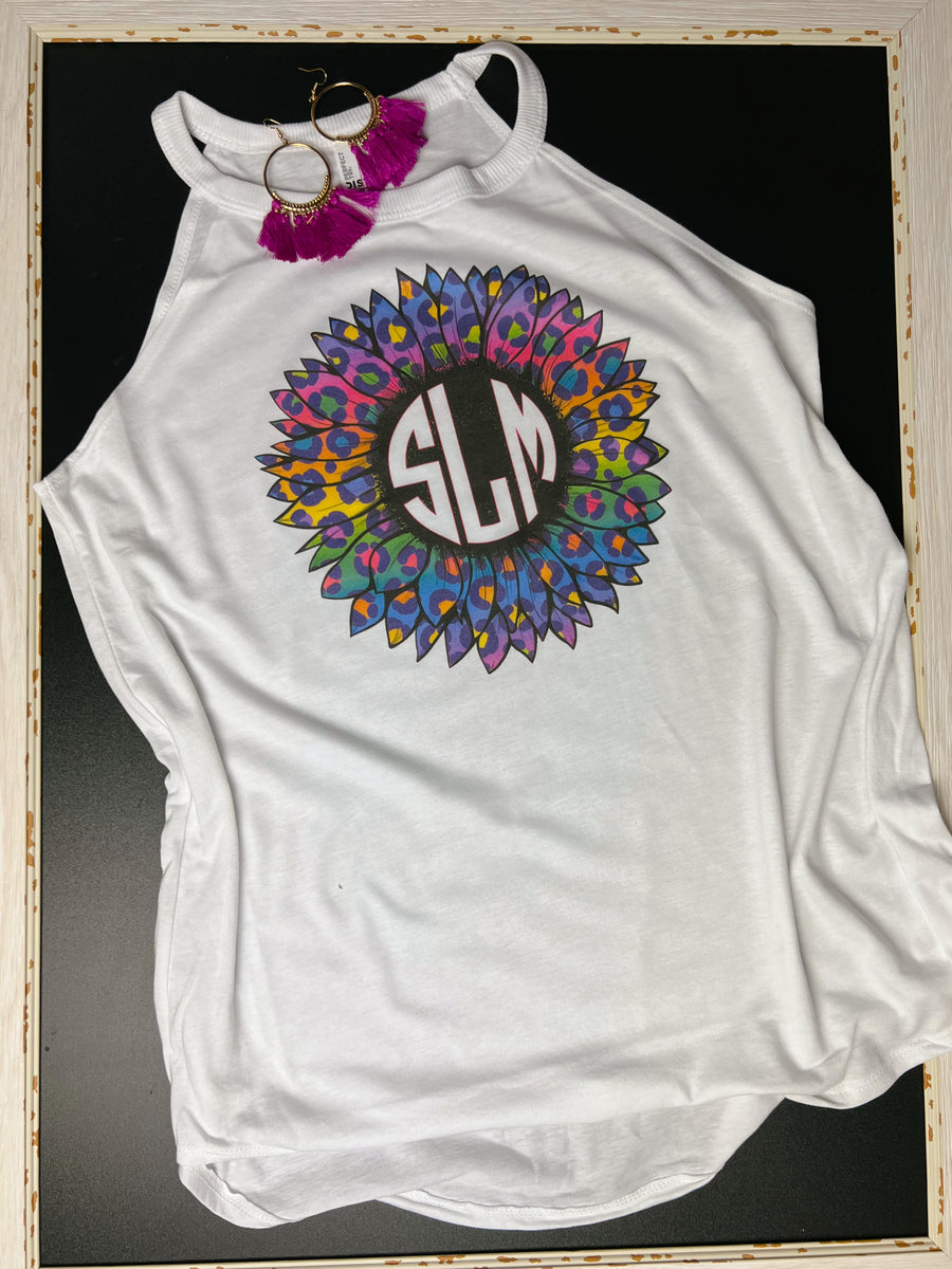Neon Leopard Monogram Rocker Tank | Sweet Tea Refill