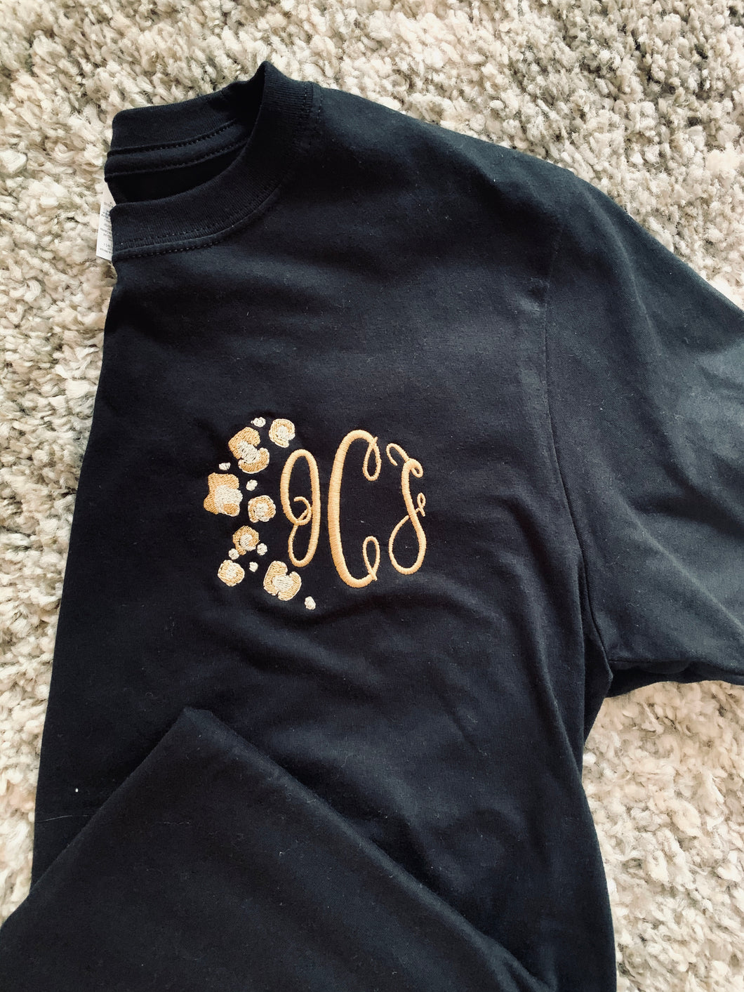 Embroidered Leopard Monogram Tee
