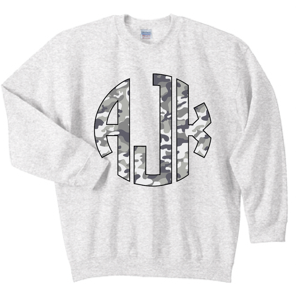 Muted Camo Monogram Crewneck