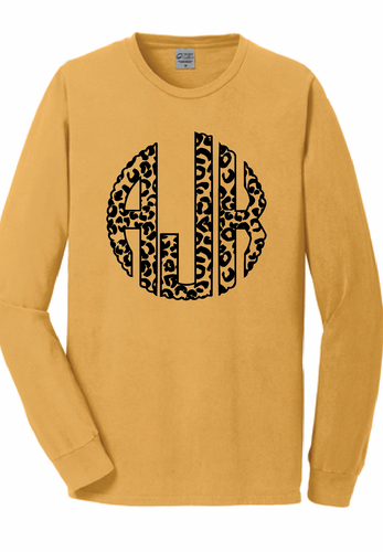 Mustard Long Sleeve Leopard Tee