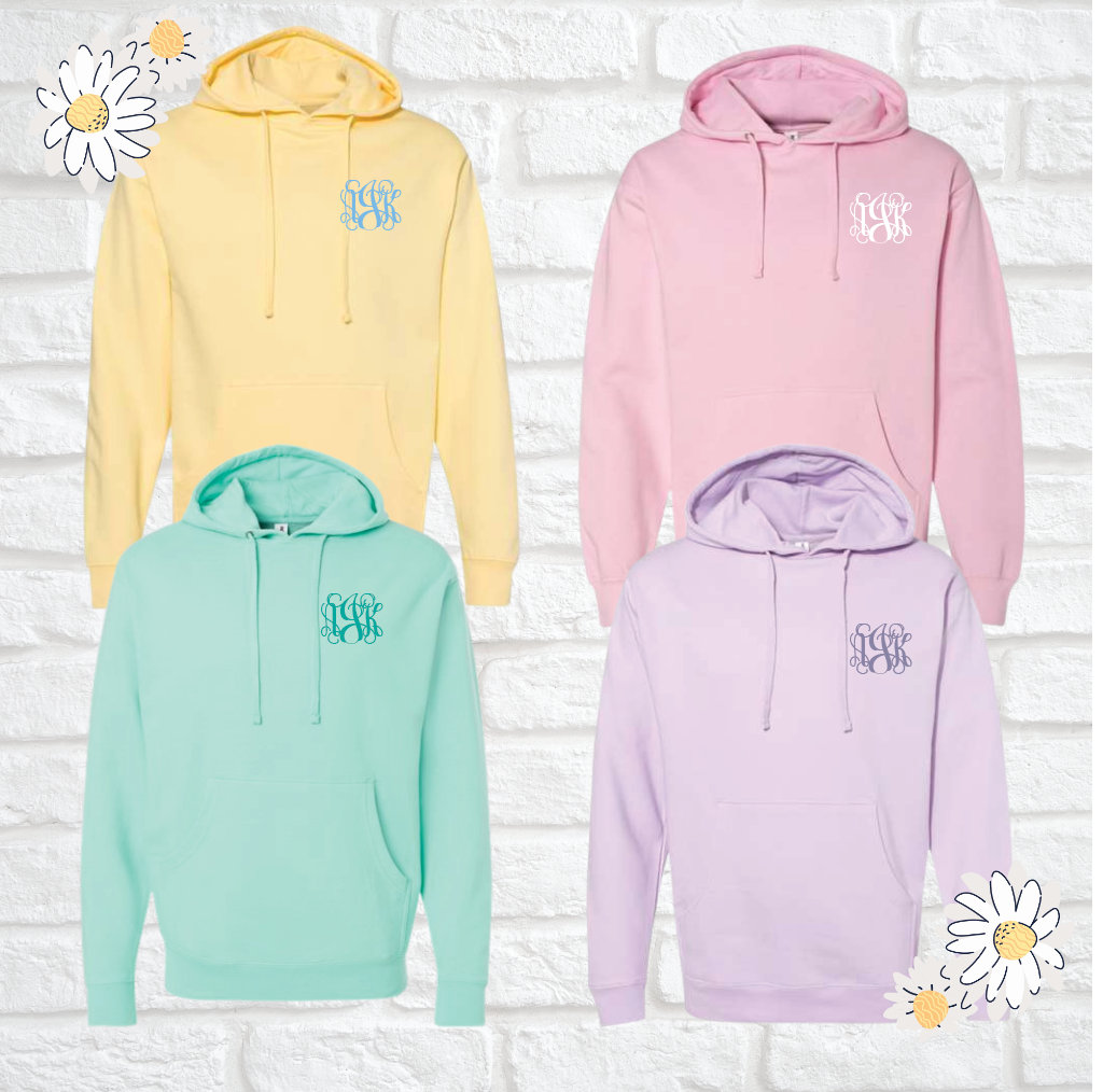 pastel monogram hoodie