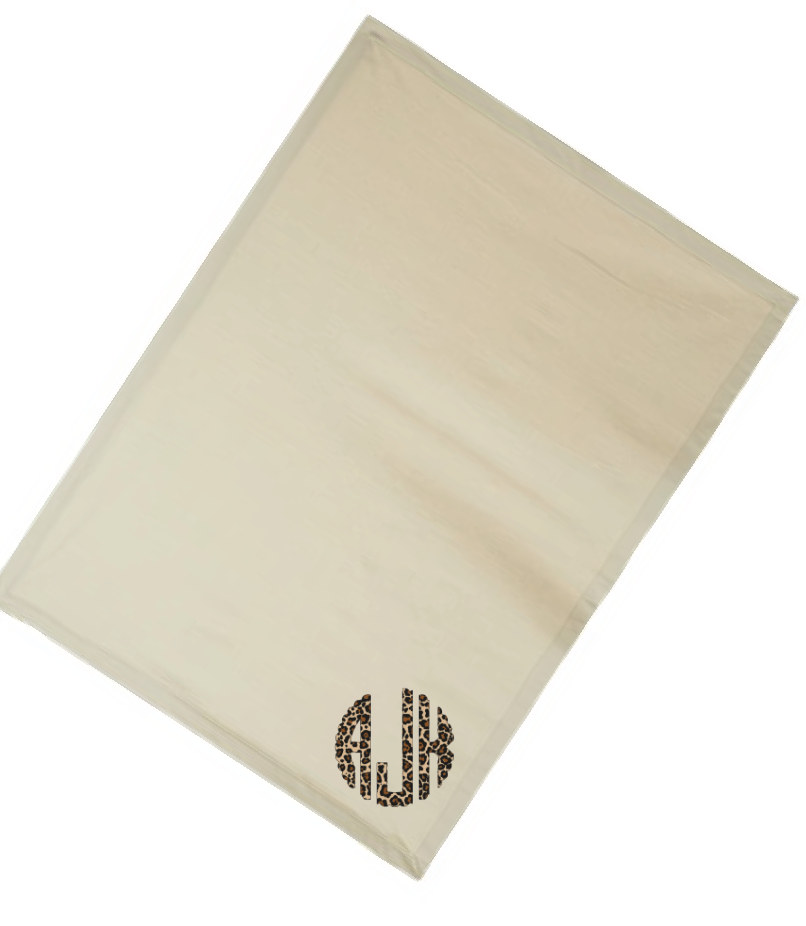 Tan Leopard Monogram Blanket